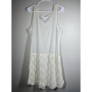 Pacific Connections Chemise White Sheer Lace  Sz Medium Sexy Slip Dress Women's